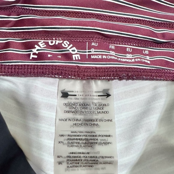 The Upside Leggings Burgundy Red Rum And Raisin NYC Striped Performance Pant 6 - Picture 3 of 10